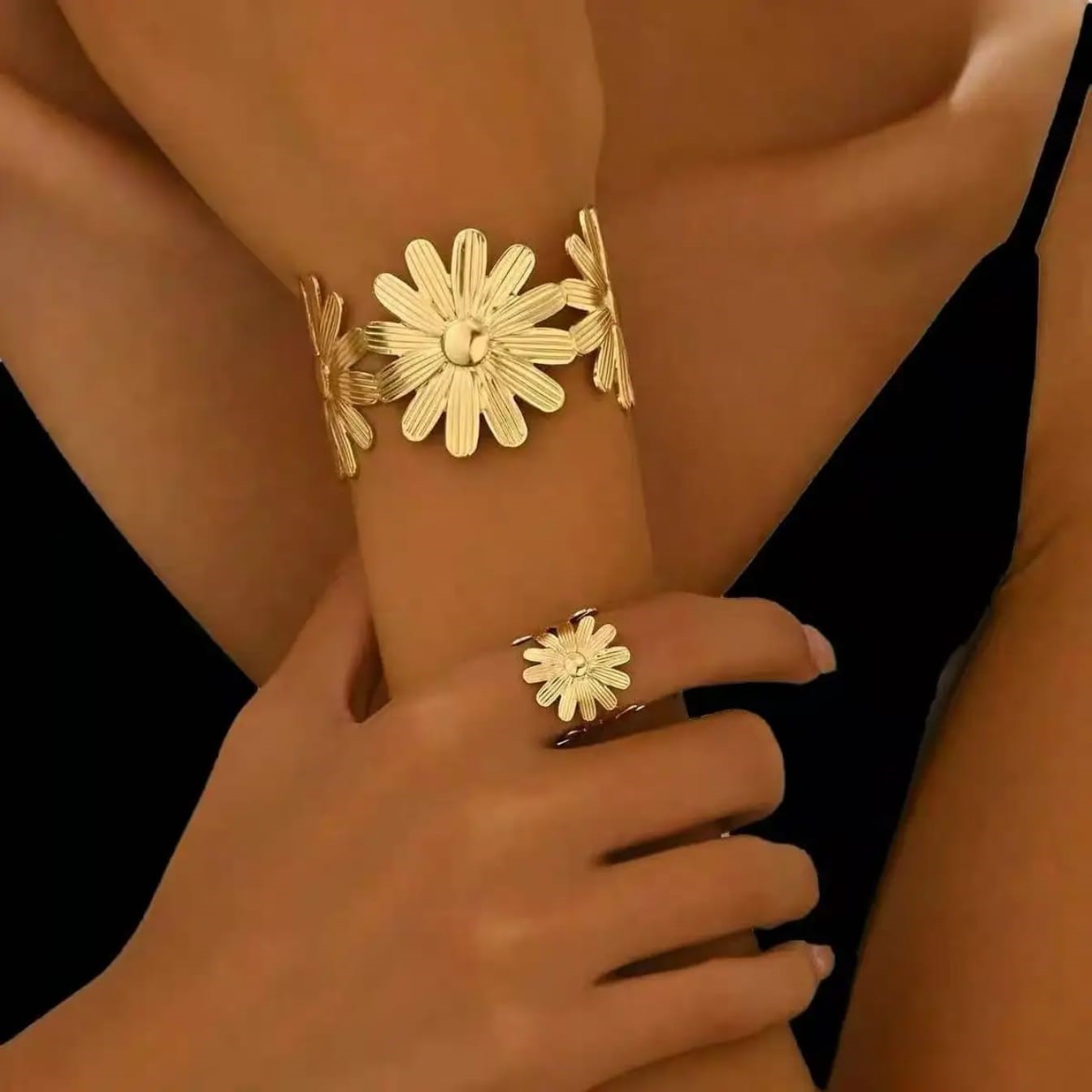 Stainless Steel Openable Bangle & Ring Set