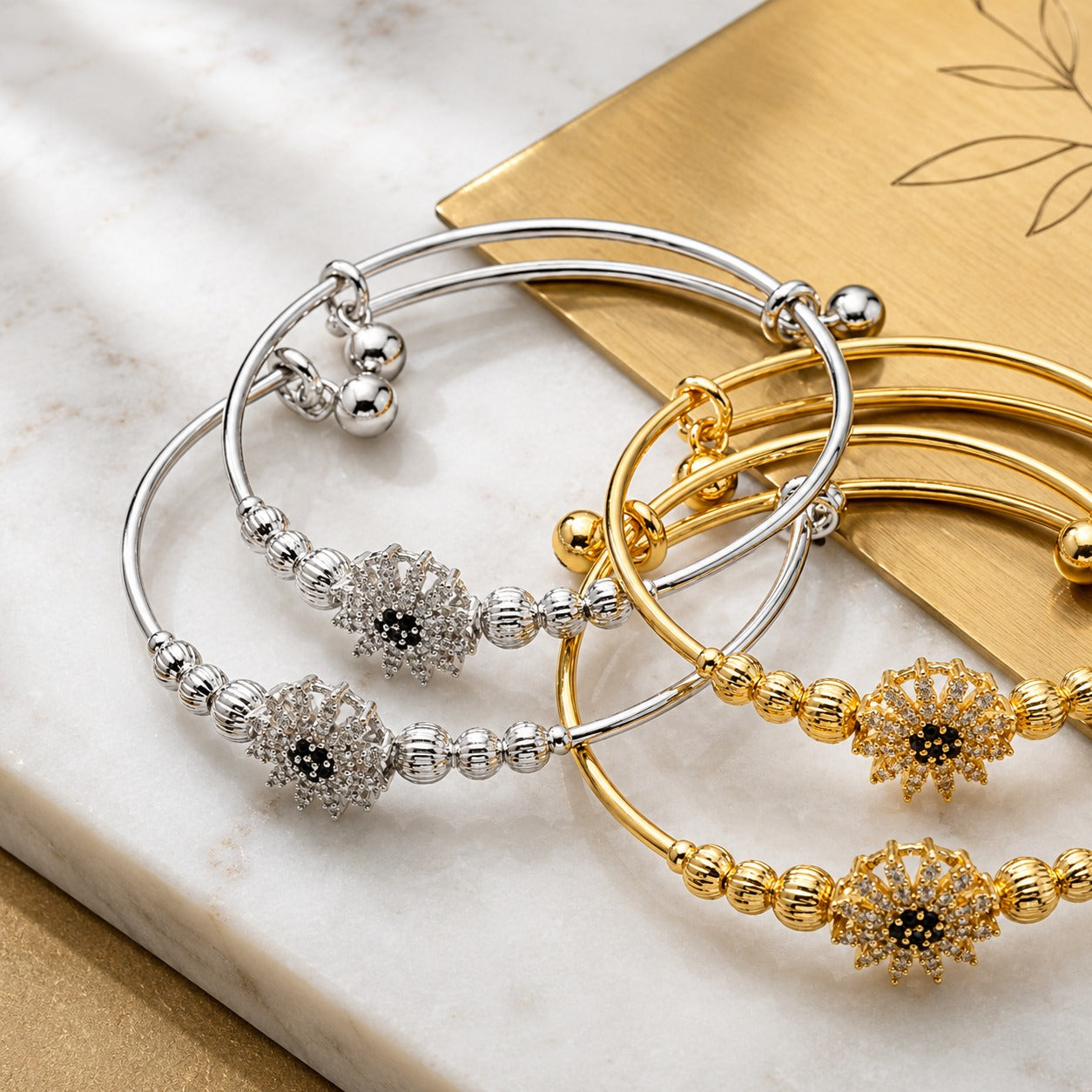 Fancy China Gold Plated Zarqoon Flower Bangle's