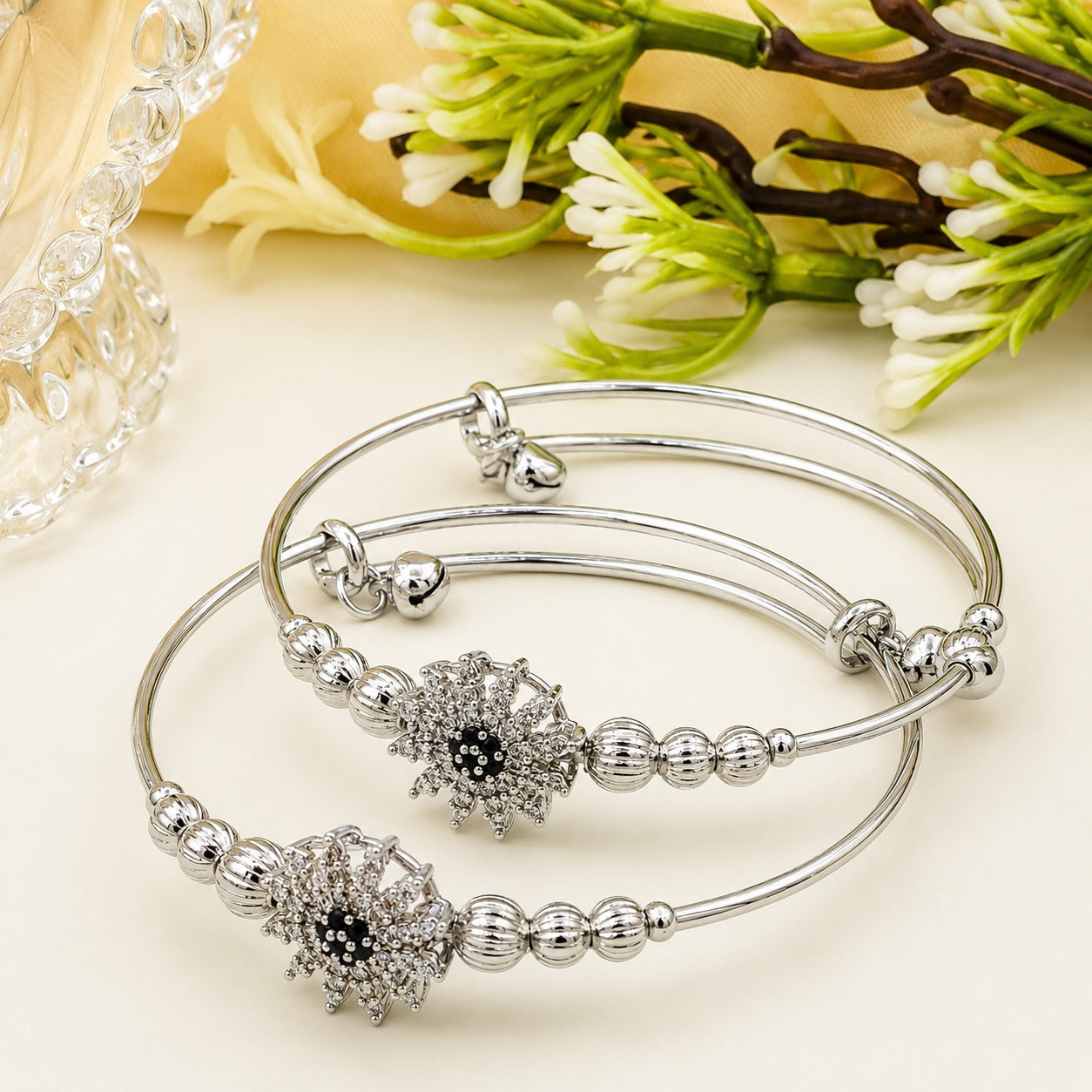 Fancy China Gold Plated Zarqoon Flower Bangle's