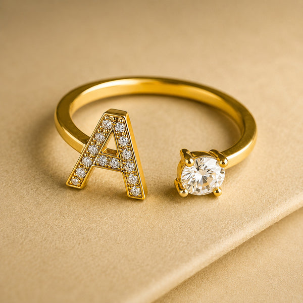 Fancy China Gold Plated Zarqoon Alphabet Ring