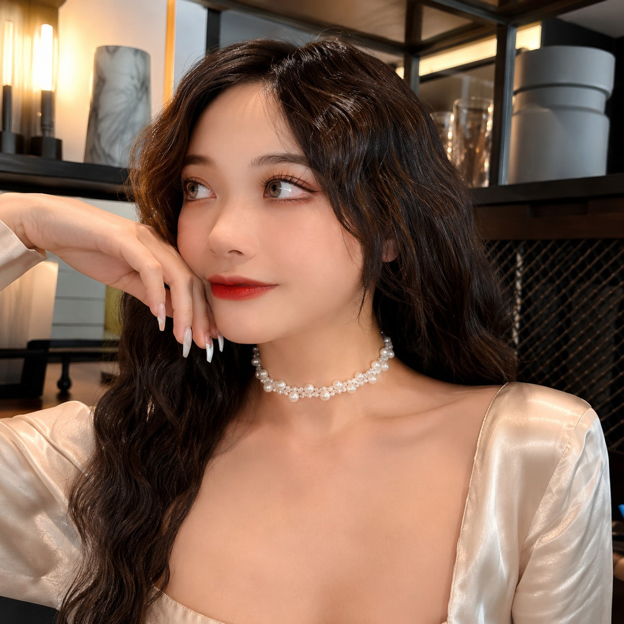 Fancy China purls Choker with Breslate